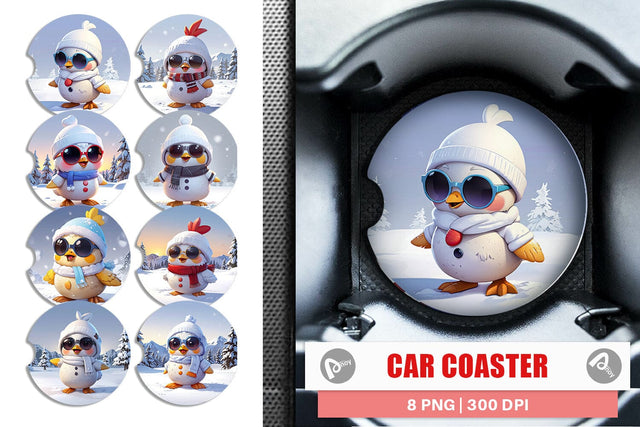 Car Coaster Chicks Christmas Sublimation artnoy 