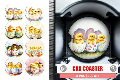 Car Coaster Chicks in Eggs Sublimation artnoy 