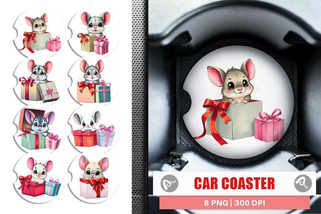 Car Coaster Chinchilla Gift Sublimation artnoy 