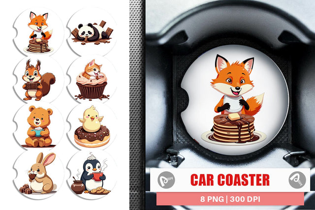 Car Coaster Chocolate Animals Sublimation artnoy 