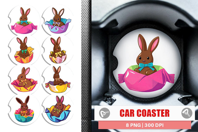 Car Coaster Chocolate Bunny Sublimation artnoy 