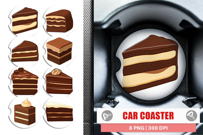 Car Coaster Chocolate Cake Slice Sublimation artnoy 
