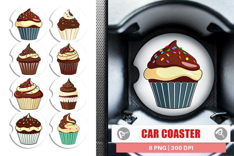 Car Coaster Chocolate Cupcake Sublimation artnoy 