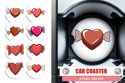 Car Coaster Chocolate Heart Sublimation artnoy 