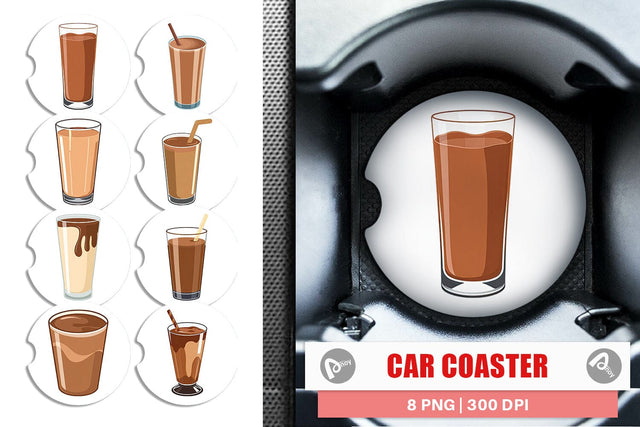 Car Coaster Chocolate Milk Glass Sublimation artnoy 