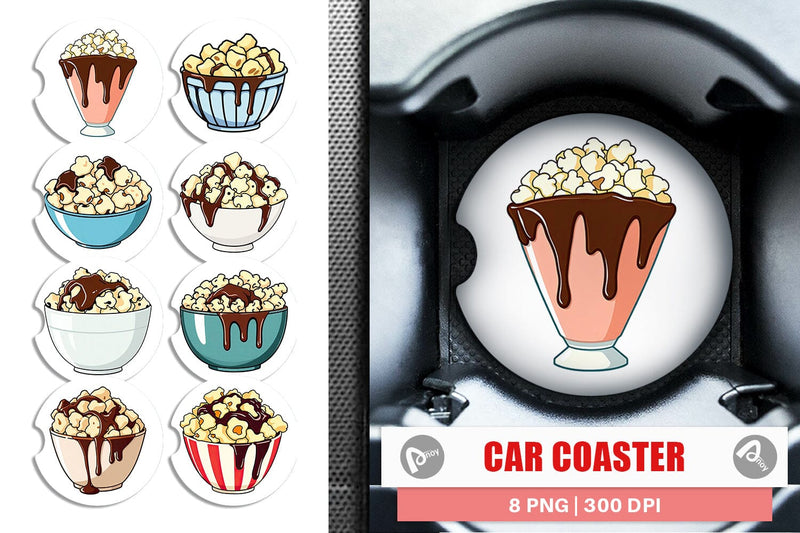 Car Coaster Chocolate Popcorn Sublimation artnoy 