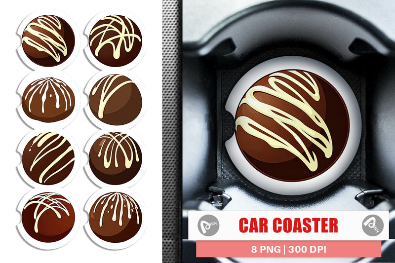 Car Coaster Chocolate Truffle Sublimation artnoy 