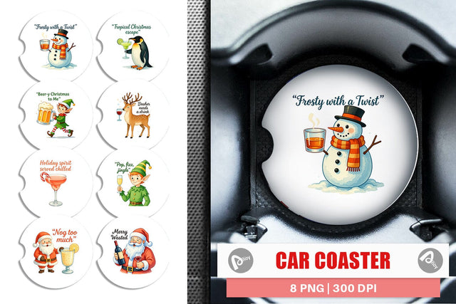 Car Coaster Christmas Alcohol Humor Sublimation artnoy 