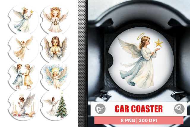 Car Coaster Christmas Angels Sublimation artnoy 