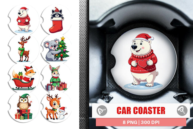Car Coaster Christmas Animals Sublimation artnoy 