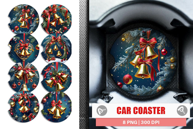 Car Coaster Christmas Bells Sublimation artnoy 