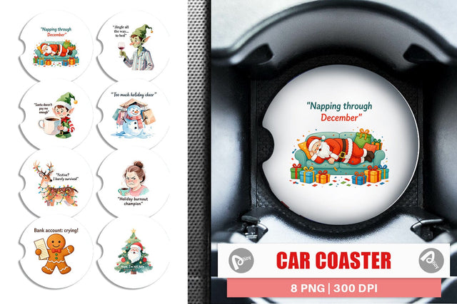 Car Coaster Christmas Burnout Vibes Sublimation artnoy 
