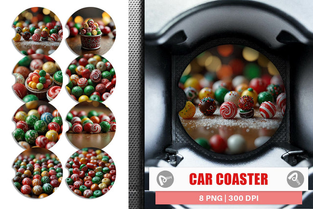 Car Coaster Christmas Candies Sublimation artnoy 