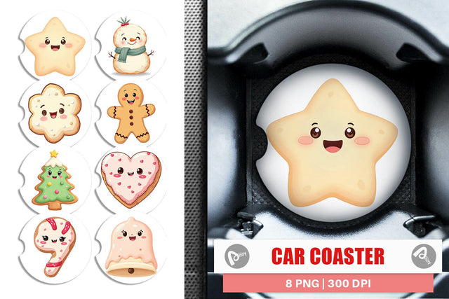 Car Coaster Christmas Cookies Sublimation artnoy 