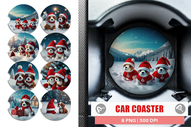 Car Coaster Christmas Crochet Dog Sublimation artnoy 