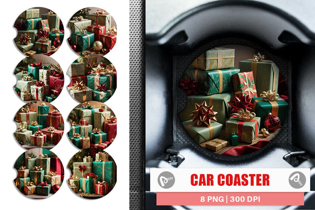Car Coaster Christmas Gift Sublimation artnoy 