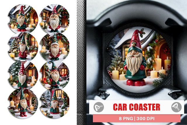 Car Coaster Christmas Gnome Sublimation artnoy 