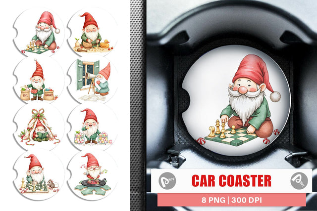 Car Coaster Christmas Gnome Sublimation artnoy 