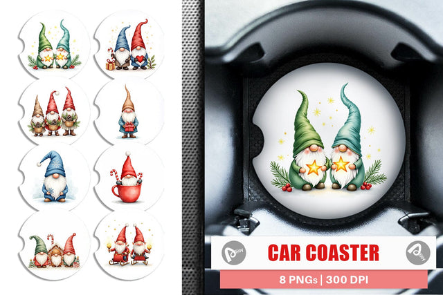 Car Coaster Christmas Gnome Sublimation artnoy 
