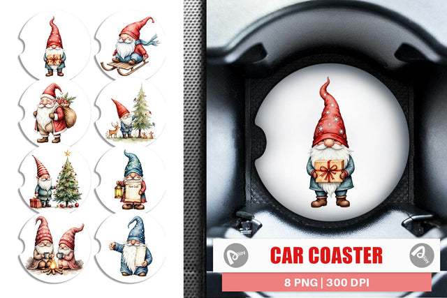 Car Coaster Christmas Gnomes Sublimation artnoy 