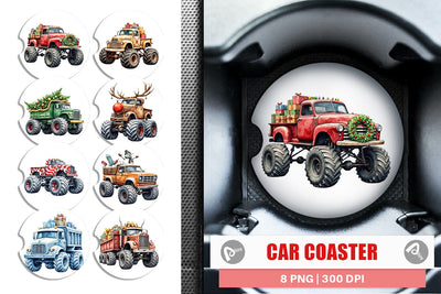 Car Coaster Christmas Monster Truck Sublimation artnoy 