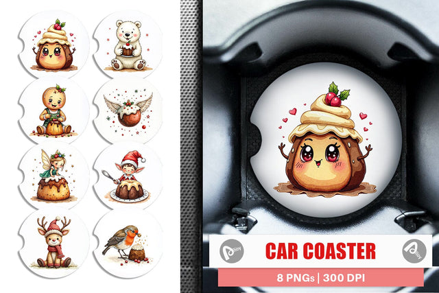 Car Coaster Christmas Pudding Delights Sublimation artnoy 