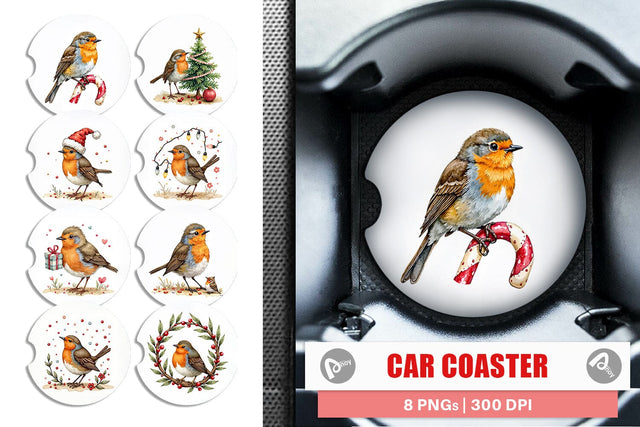 Car Coaster Christmas Robin Wonders Sublimation artnoy 