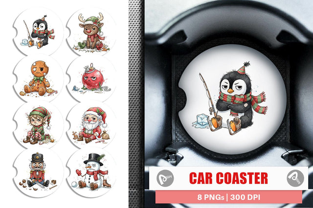 Car Coaster Christmas Sarcastic Character Sublimation artnoy 