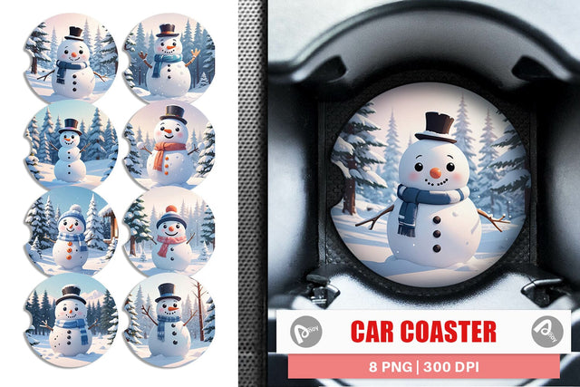 Car Coaster Christmas Snowman Sublimation artnoy 