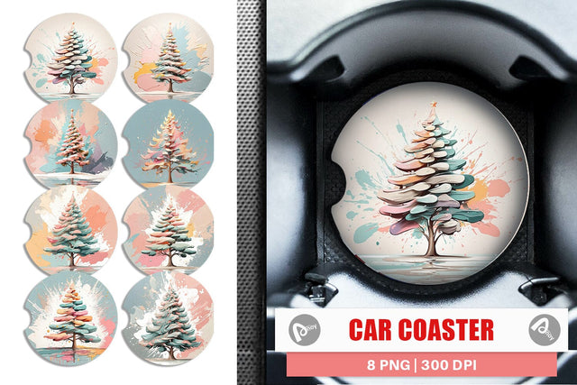 Car Coaster Christmas Tree Sublimation artnoy 