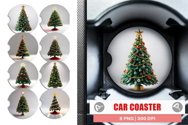 Car Coaster Christmas Tree Sublimation artnoy 