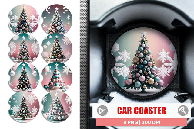 Car Coaster Christmas Tree Sublimation artnoy 