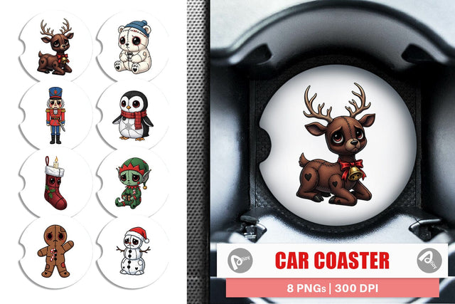 Car Coaster Christmas Voodoo Doll Characters Sublimation artnoy 
