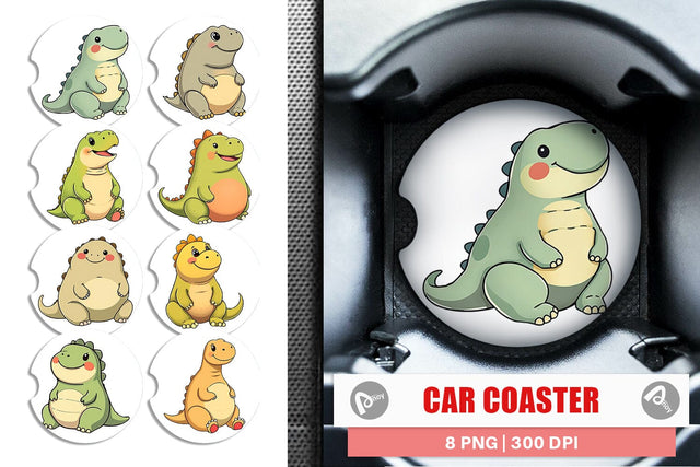 Car Coaster Chubby Dinosaur Sublimation artnoy 