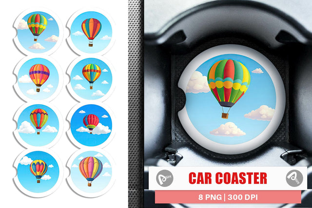 Car Coaster Classic Hot Air Balloon Sublimation artnoy 