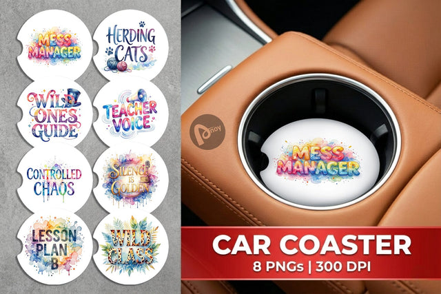 Car Coaster Classroom Chaos Quotes Sublimation artnoy 