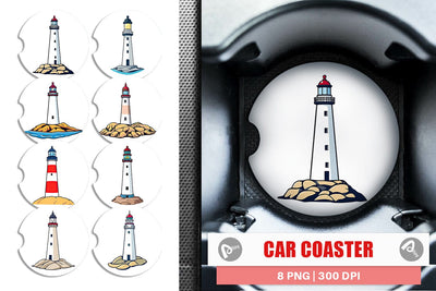Car Coaster Cliff Lighthouse Sublimation artnoy 