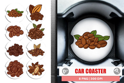 Car Coaster Cocoa Beans Sublimation artnoy 
