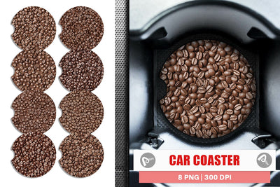 Car Coaster Coffee Beans Pattern Sublimation artnoy 