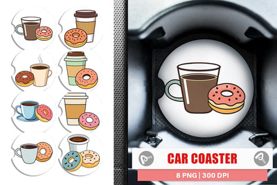 Car Coaster Coffee Donut Sublimation artnoy 