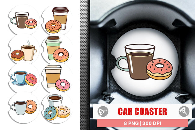 Car Coaster Coffee Donut Sublimation artnoy 