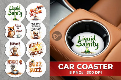 Car Coaster Coffee Skull Humor Sarcastic Quotes Sublimation artnoy 