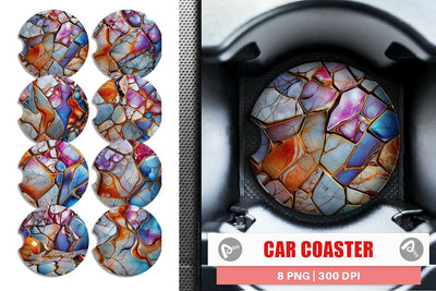 Car Coaster Colorful Liquid Marble Sublimation artnoy 