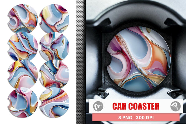 Car Coaster Colorful Liquid Sublimation artnoy 