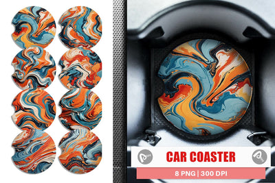 Car Coaster Colorful Marble Sublimation artnoy 
