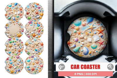 Car Coaster Colorful Seashells Sublimation artnoy 