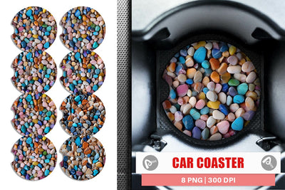 Car Coaster Colorful Stone Pattern Sublimation artnoy 