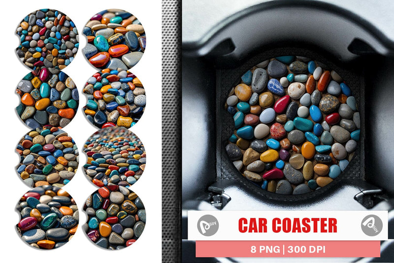 Car Coaster Colorful Stones Sublimation artnoy 