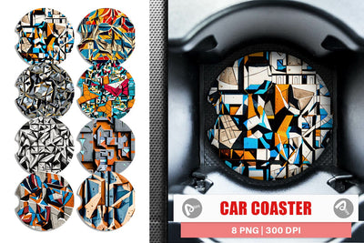 Car Coaster Concrete Wall Pattern Sublimation artnoy 