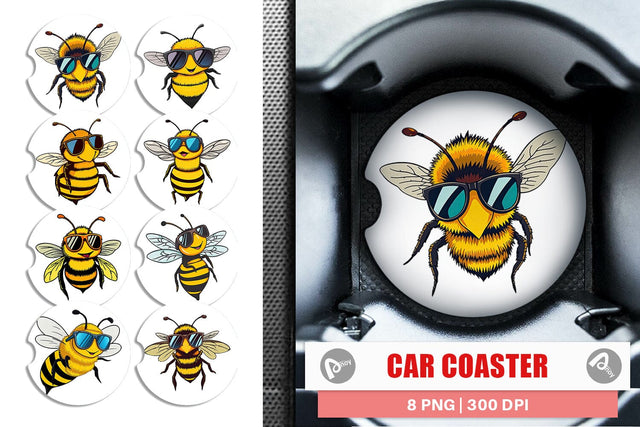 Car Coaster Cool Bee Sublimation artnoy 